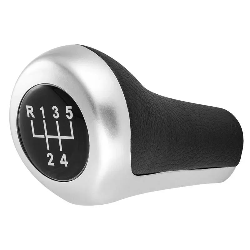 Car 5 6 Speed Leather Gear Stick Silver Shift Knob For BMW 1 3 5 6 Series E46 E53 E60 E61 E63 E81 E82 E83 E84 E87 E90 E91 E92