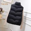 Women Winter Coat with Zipper Pockets Zip-up Closure Padded Turn-down Collar Sleeveless Solid Color Outdoor Leisure Sports Down Waistcoat