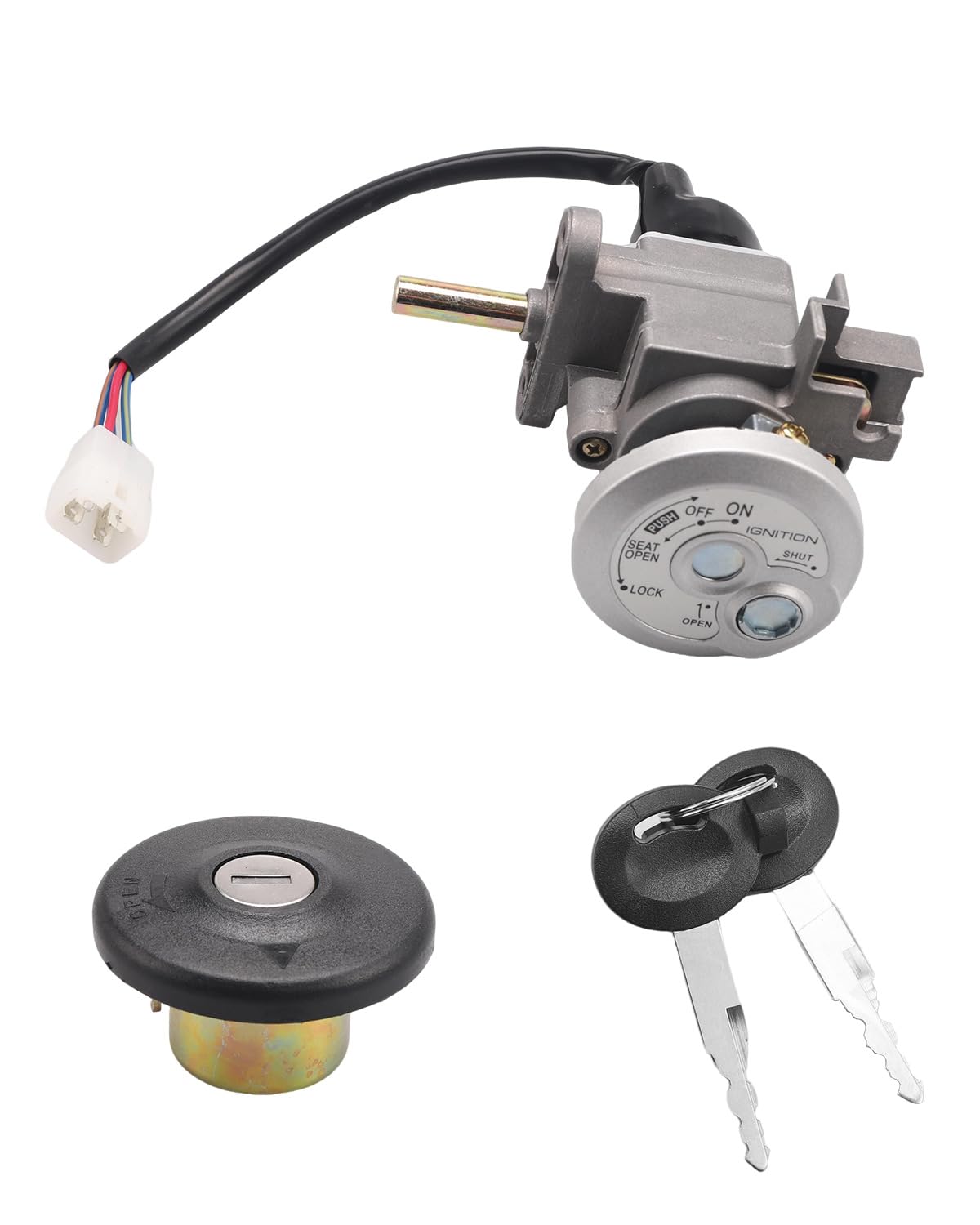 

Motorcycle Lock Ignition Switch Fuel Tank Cover Lock Assembly and Lock Key Gas Cap Set for Ignition Lock NMAX155 2015-2019