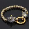 2-teiliges Wikinger Nordisches Vintage Odin Rabe Wolfskopf Halskette und Wolfskopf Armband