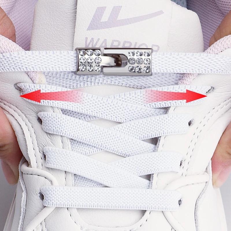 Diamond Lock Shoelaces Without Ties Elastic Laces Sneakers Outdoor No Tie Shoe Laces Kids Adult Wide Shoelace Shoe Accessories
