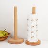 Natural Beech Kitchen Vertical Roll Tissue Towel Holder Household Bathroom Accessories