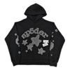 Felpa Sp5der Oversize Spessa in Pile con Stampa a Foglia Ragnatela Design Uomo Inverno Casual