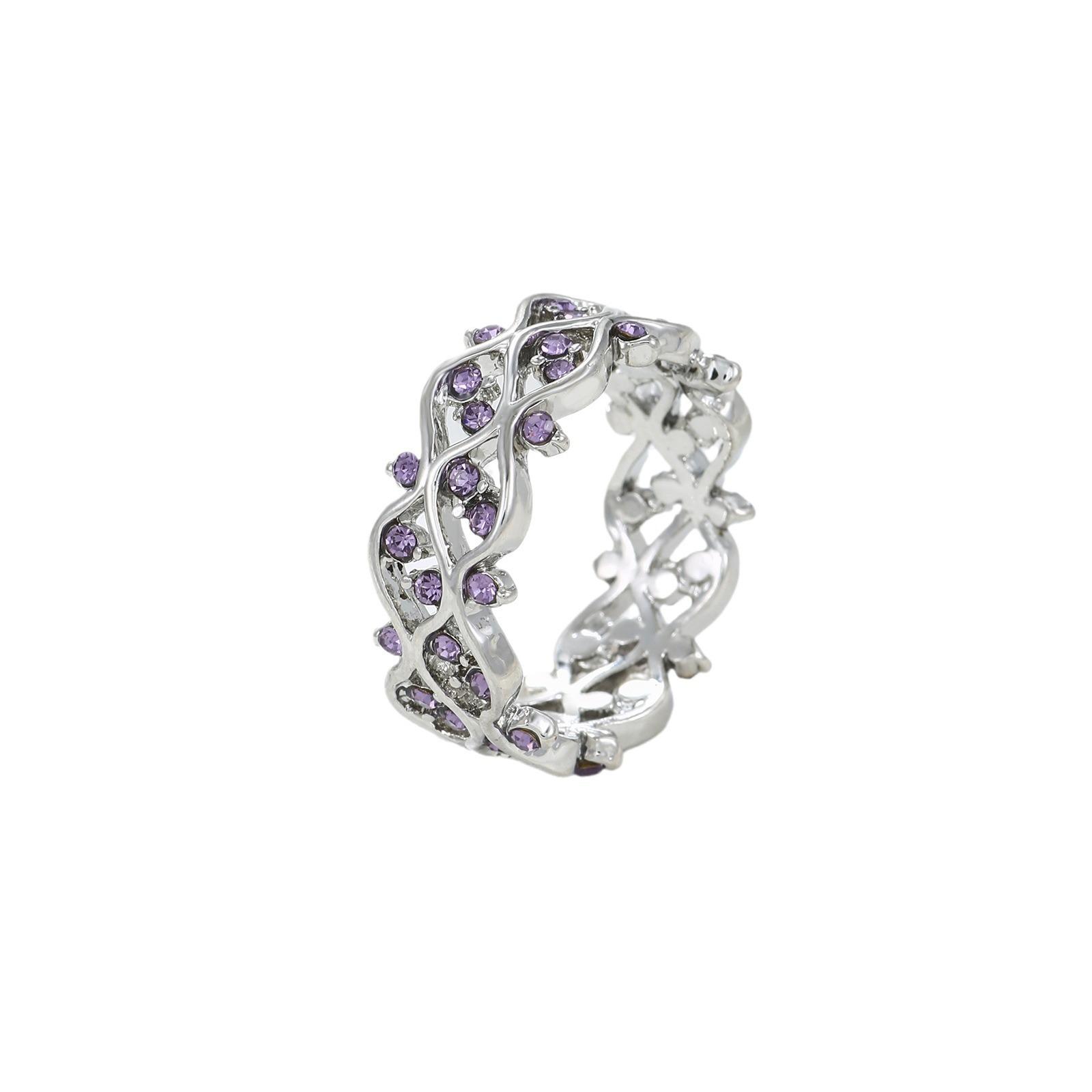 

Amethyst Imitation Zircon Ring Wavy Streak Fashion Simple Classic Gift Retro 8