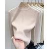 Semi-turtleneck Bottoming Shirt Women's Autumn and Winter Inner Twist Pearl Unique Chic Top Sweater Knitted Sweater Long Sleeve
