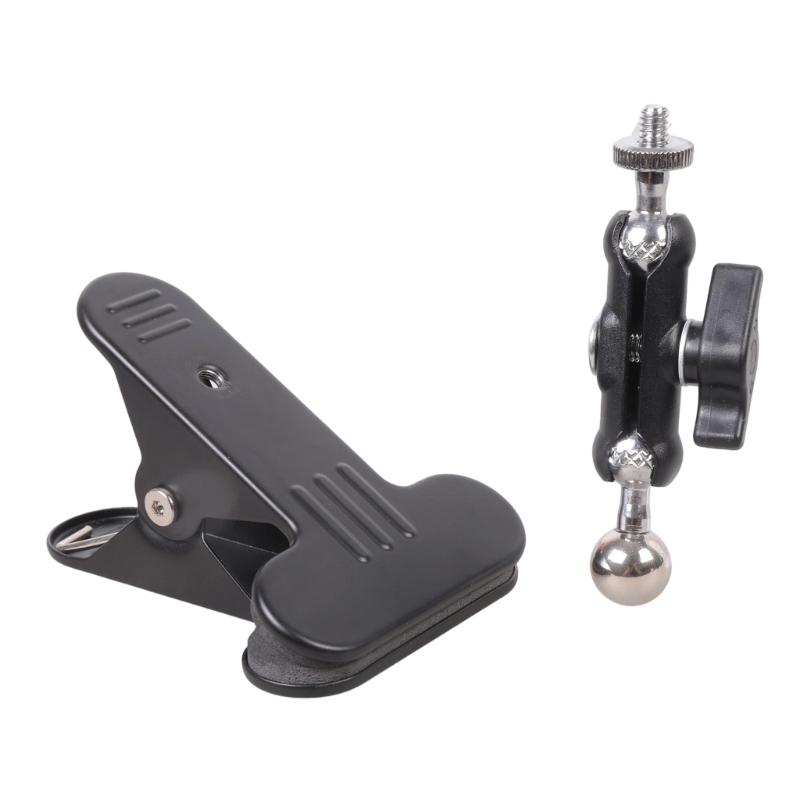 Universal 360 Rotatable Metal Clamp Base 17.4mm Ball Socket Strong Iron Clamping for Camera Phone Tablet Mounts