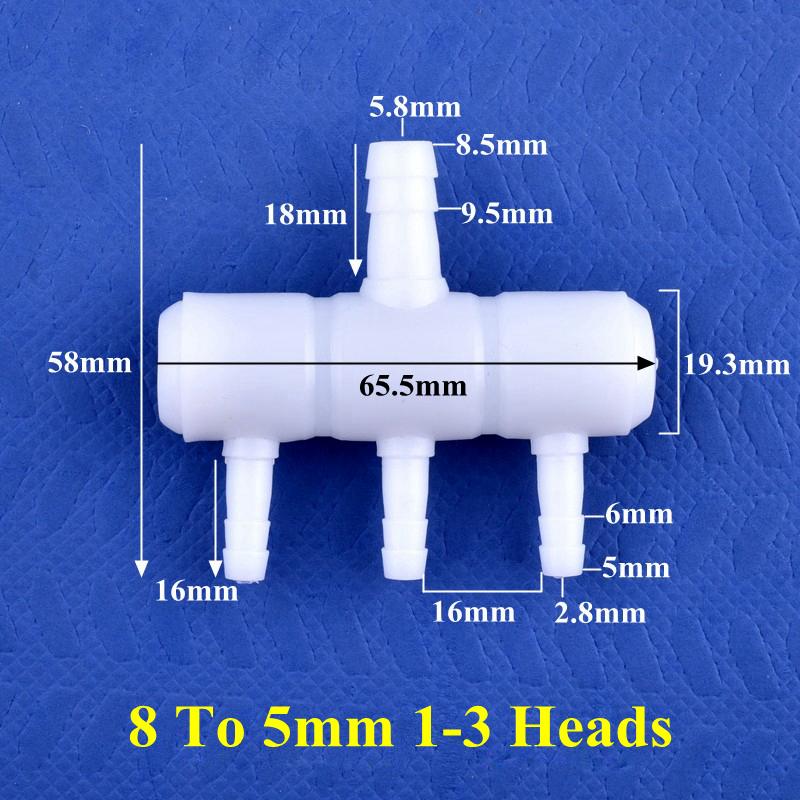 8-5mm 4~20 Head Oxygen Gas Diverter Aquarium Fish Tank Hose Joint Air Pump Oxygenation Distributor Porous Gas Drainage Connector