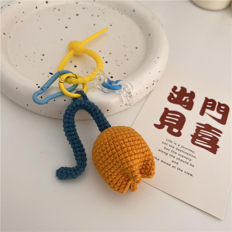 

Вязаный тюльпан ручной работы, женская свежая сумка, брелок, кулон, школьная сумка, аксессуары для девочки 15*4cm