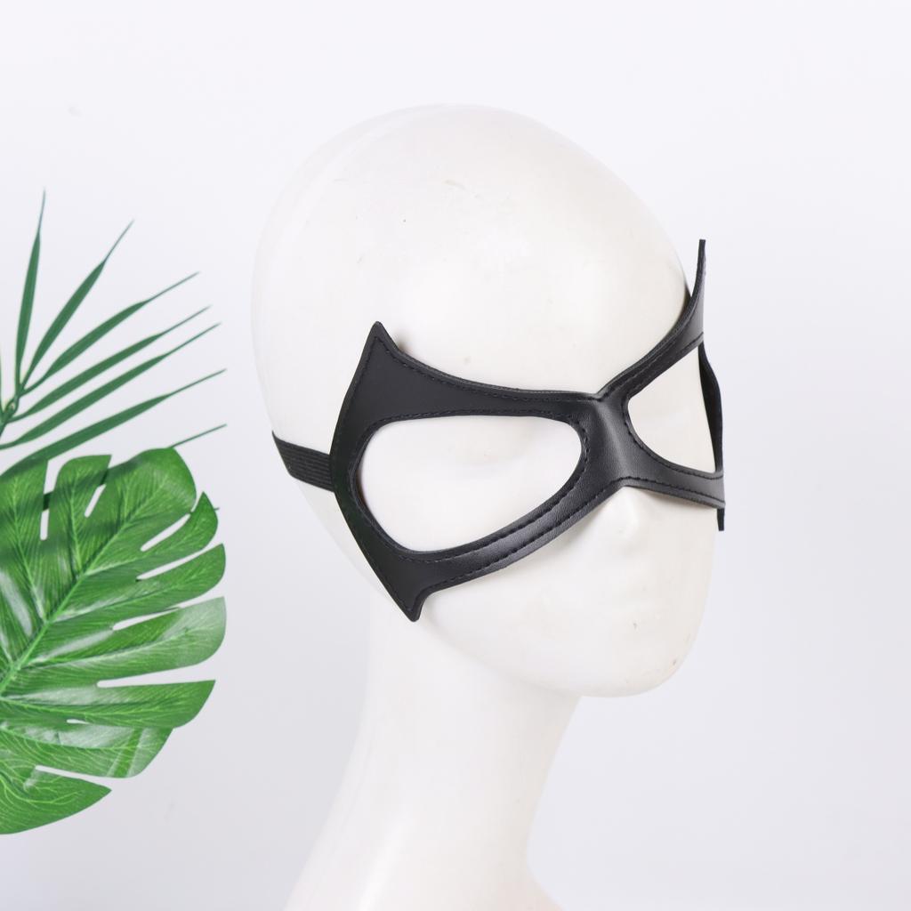 1pc Half-Face Cat-Eye Costume Mask for Women, Black Faux Leather Cat Mask for Masquerade, Halloween Party, And Cosplay