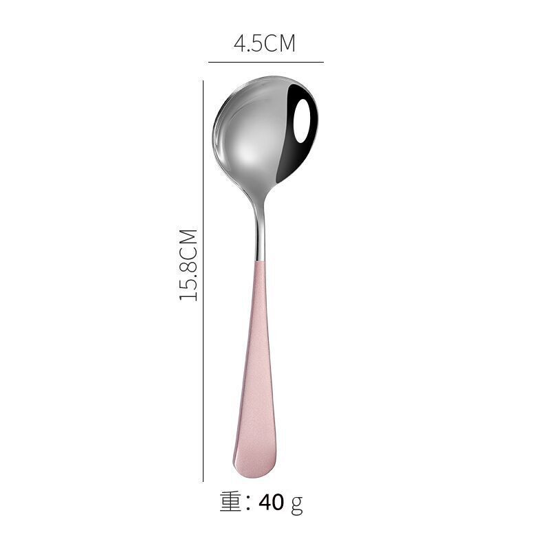 1Pc Round Stainless Steel Soup Spoon 16cm Dishwasher Safe Coffee Dessert Stirring Spoon for Home Kitchen