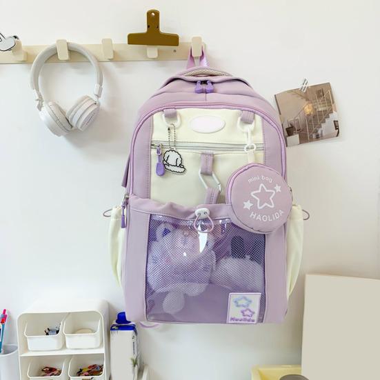 Girls Laptop Backpack Waterproof Backpack with Transparent Front Pocket Large Capacity Backpack with Padded Straps for School Street Travel