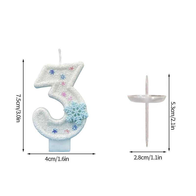 Digital Cake Candle Decoration Snowflake  Number Candles for  Girl Kid  Birthday Cake Topper  Baby Shower Christmas Party Decor