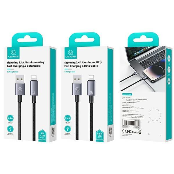 Usams Kabel Usb Na Lightning 2,4A 1,2Mfast Charging Stalowy/Tarnish Sj667Usb01 (Us-Sj667)