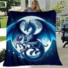 1pc Dragon Printing Lightweight Flannel Blanket, Comfortable and Warm Blanket, for Camping Sofa Bed and Couch Office, in All Seasons