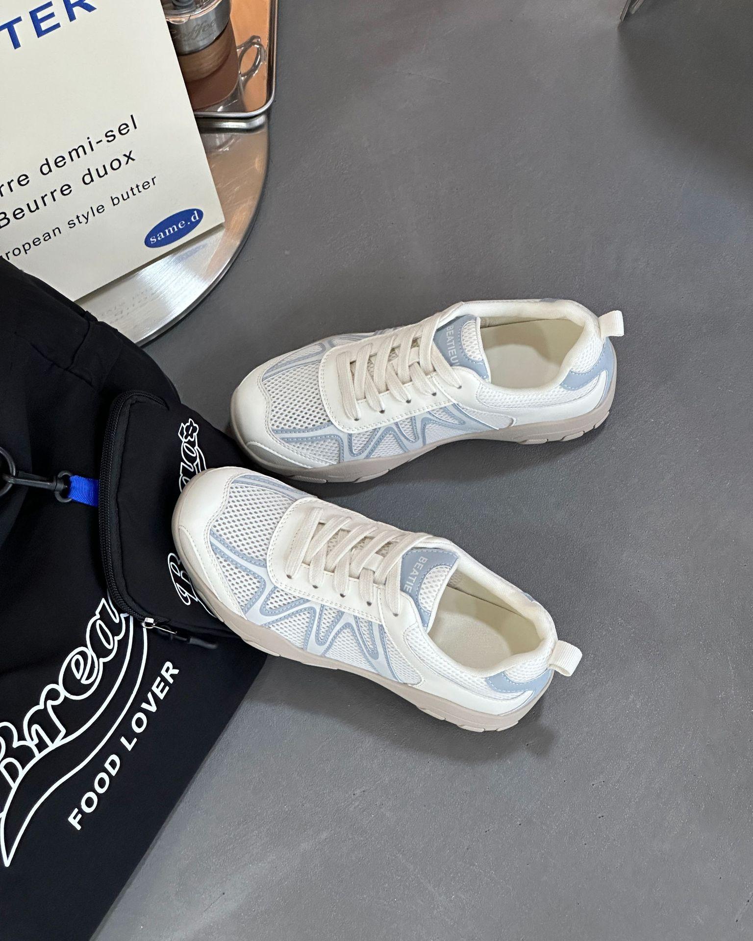 

Korean version of high-end soft-soled small casual shoes 2025 summer new versatile fashion shit-stepping mesh women s shoes 40 синий