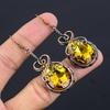 Citrine Earrings, 999 Copper Wire Wrapped Gemstone Jewelry, Handmade Earrings, For Thanksgiving