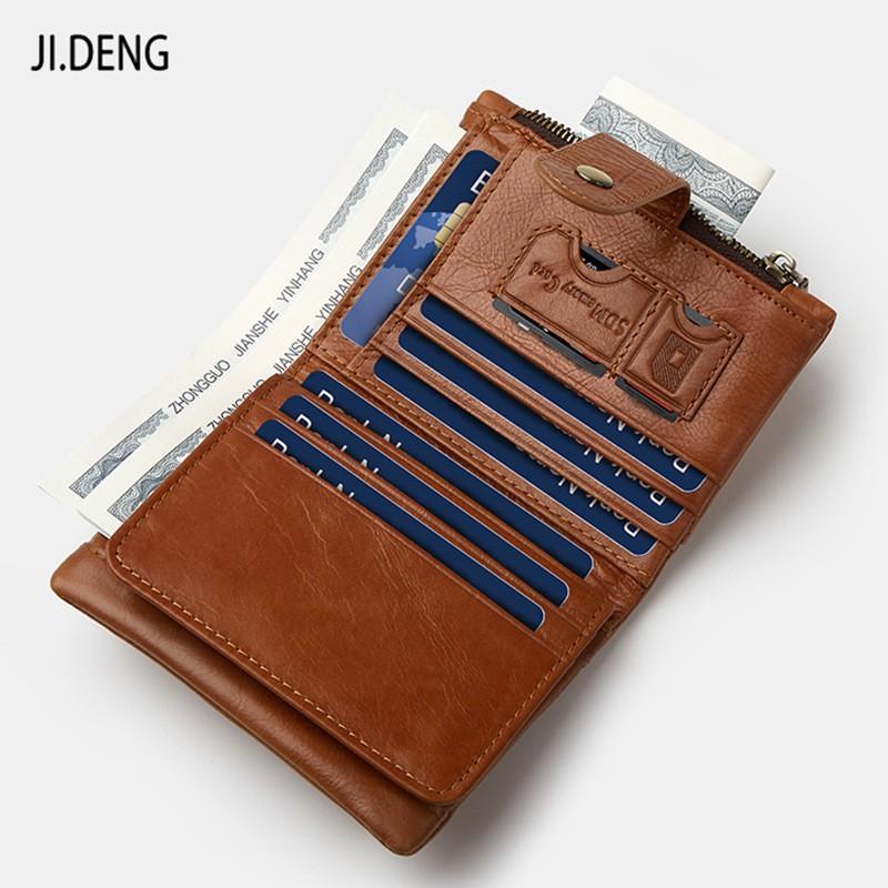 Real Leather Men's Wallet Large Capacity Head Layer Cow Pickup Bag Retro Coin Purse Multi Card Slot Short Vertical