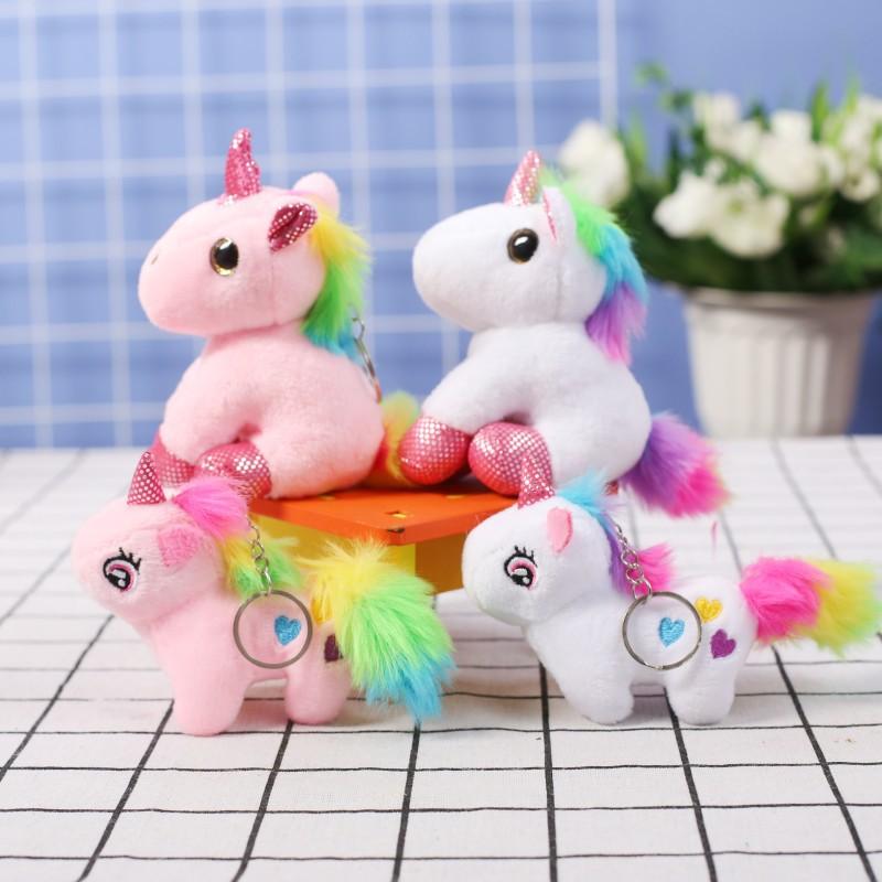 Candy Color Rainbow Unicorn Trendy Bags Street Stand Clothing Backpack Plush Toys Keychain Pendant