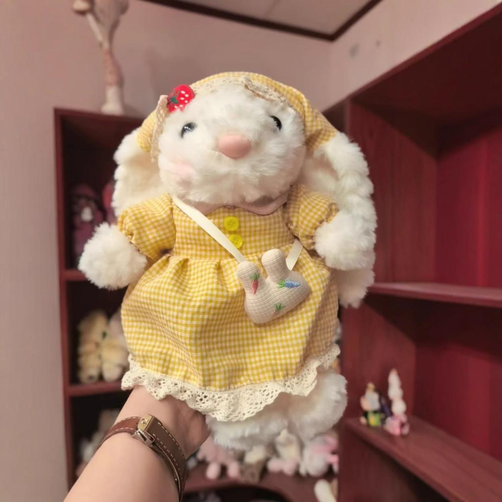Fashion Plush Princess Dress with Long Ears Rabbit Keychain Cute Cartoon Plush Rabbit 8 Inch Grabbing Machine Doll