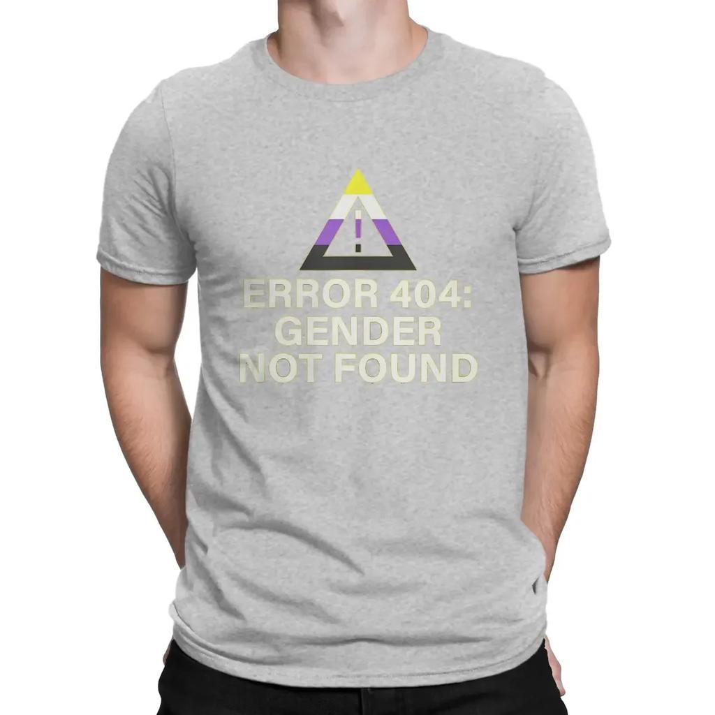 Gender Not Found Agender Non Binary Pride Awesome Cotton Tee Shirt Unisex TShirt Short Sleeve Error T Shirts Crewneck Clothes