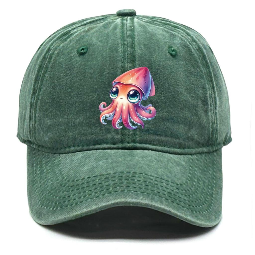 Octopus Print Snapback Sun Hat, Animal Flat Cap Summer Adjustable Strap Headwear Unisex Adjustable Baseball Cap
