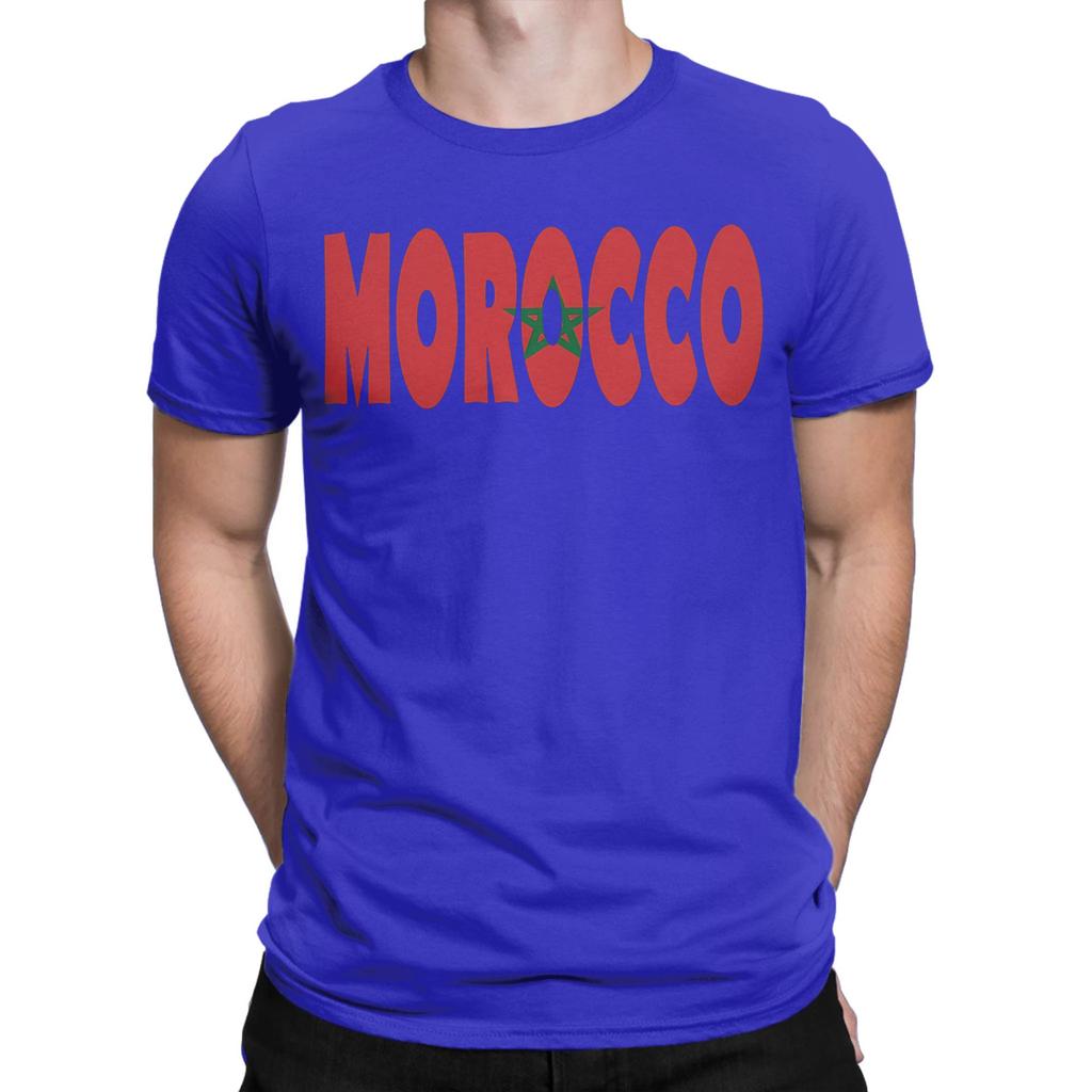 Morocco Flag Map Unisexs T Shirts Novelty Tees Short Sleeve Crewneck TShirt Pure Cotton Classic Tops