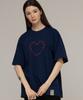 GRAVER [Unisex] Heart Drawing Smile Short Sleeve T-Shirt_Navy