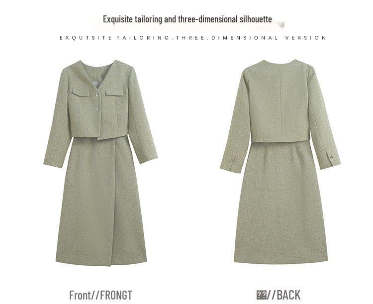 Petite Women's 2026 French Retro Chic Suit: High-End Spring/Autumn Short Jacket & Skirt Set