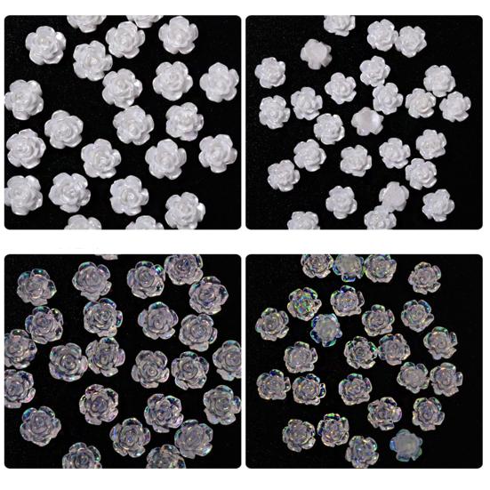 30Pcs Flower Nail Decor Glitter Stylish Nail Accessories Artificial Flower Nail Art Stud
