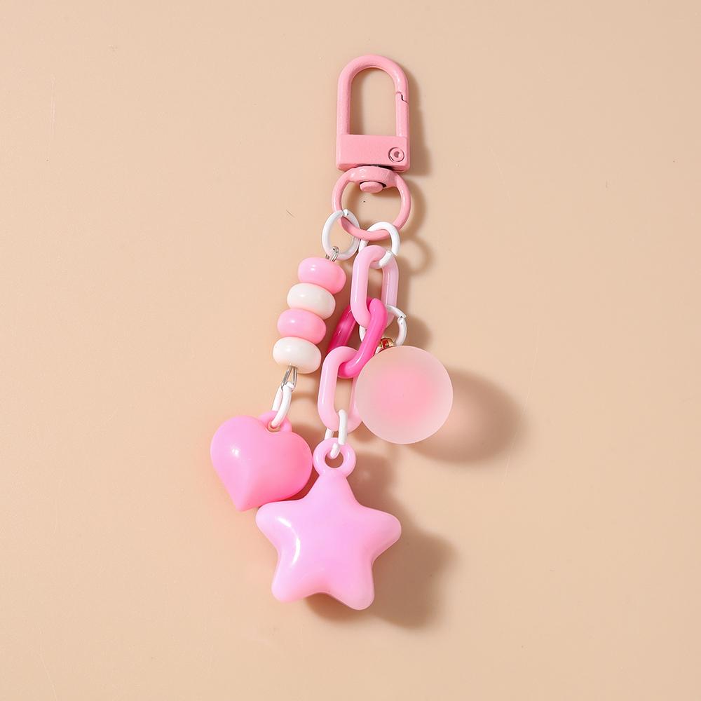 Cute Star Keychain Love Heart Key Ring for Women Girls Handbag Pendant DIY Kid's Jewelry Gift