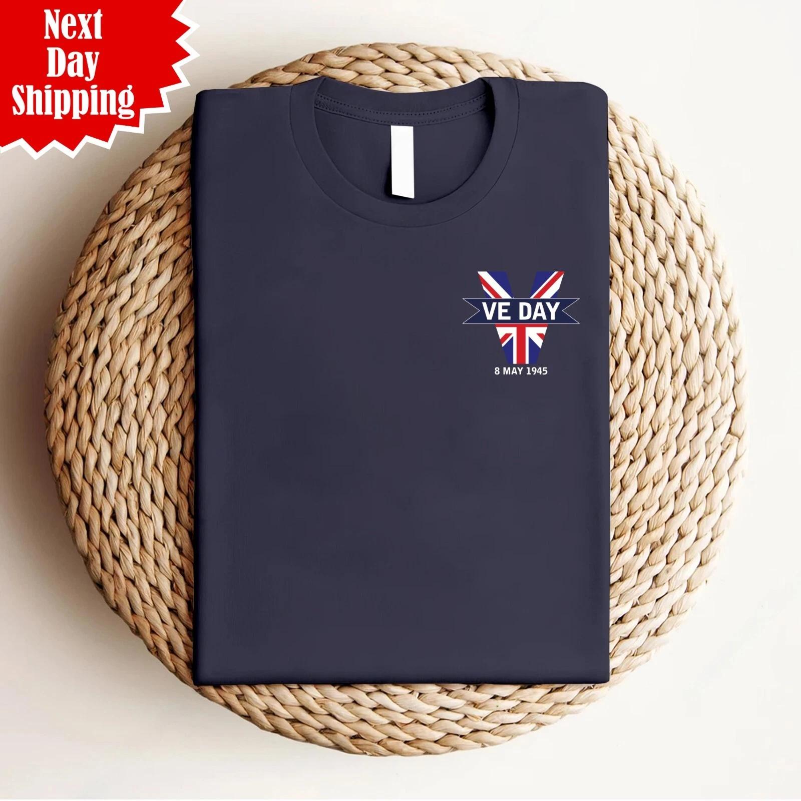VE Day Chest Badge 80th Anniversary T Shirt 8 May 1945 Remembrance Day Gift Top S