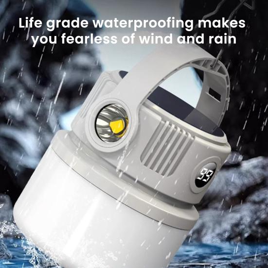 Outdoor Solar Hanging Lantern USB Rechargeable IP55 Waterproof Ultra Bright Camping Light with Hook Hiking Tent Hanging Emergency Lamp