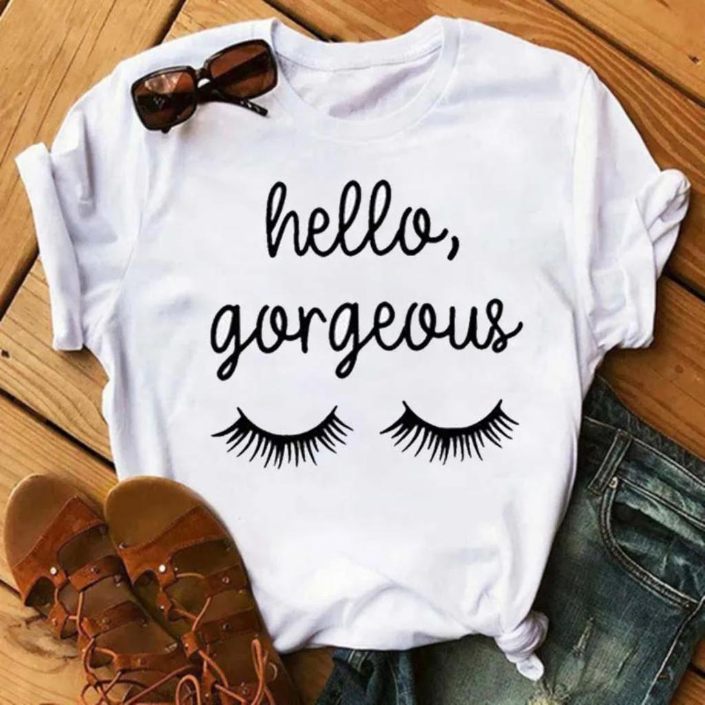 Fashion Graphic Unisex Tshirt Eyelashes Print Kawaii Lashes Unisex Clothes Funny Makeup Aesthetic Shirt Female Clothing Top Tee