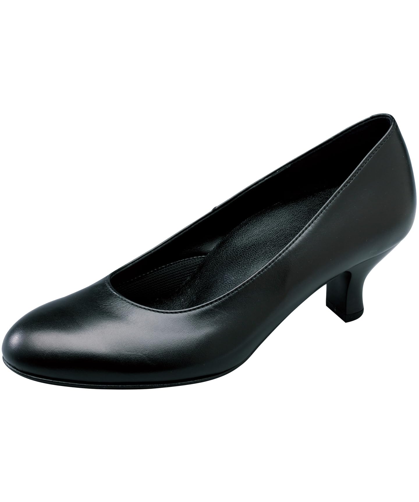 

SUCCESS WALK Women s Round Toe Pumps, 5cm Heel, D-3E, Cowhide Leather, WFN560, Black, Size 25cm D