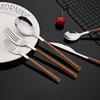 Westliches Geschirr-Set mit Holzgriff, Edelstahl, 10/20/30/40 Stück, Steaktisch, Messer, Gabel, Löffel, Dessertgabel, Besteck, Besteck