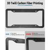 Carbon Fiber License Plate Frames- 2 Pack Black Aluminum Front & Rear Auto Car Tag Holder, Heavy Duty Bracket With Mount Hardware, Screws Caps,
