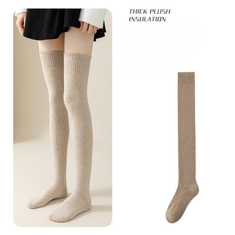 Thick Plush Pairs 2 Solid Lined Thigh High Stockings Warm Slim Fit Over The Knee Socks For Fall Winter Womens Stockings Hosiery