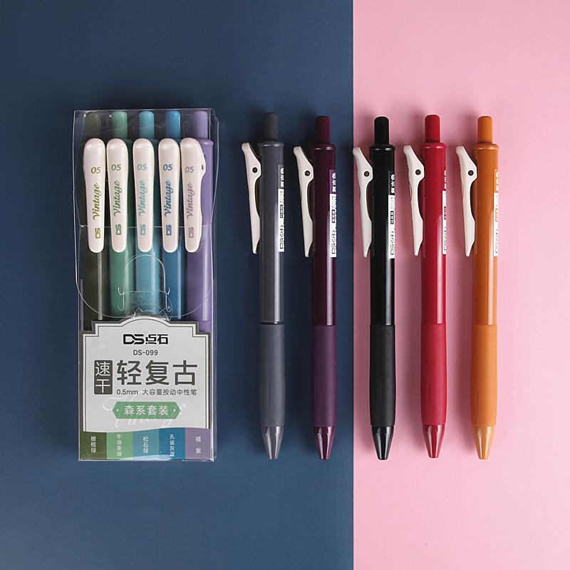 5 pezzi penne a inchiostro vintage set scrittura ad asciugatura rapida penna a sfera multi colore da 0,5 mm per diario disegno pennarello fodera arte scuola fai da te