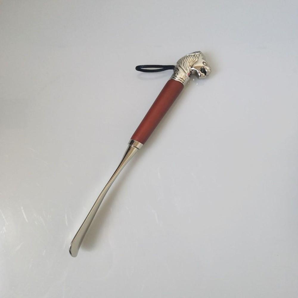 32cm Metal Shoe Horn Long Portable Shoe Lifter Shoe Puller Wood Handle Shoehorn Women Men