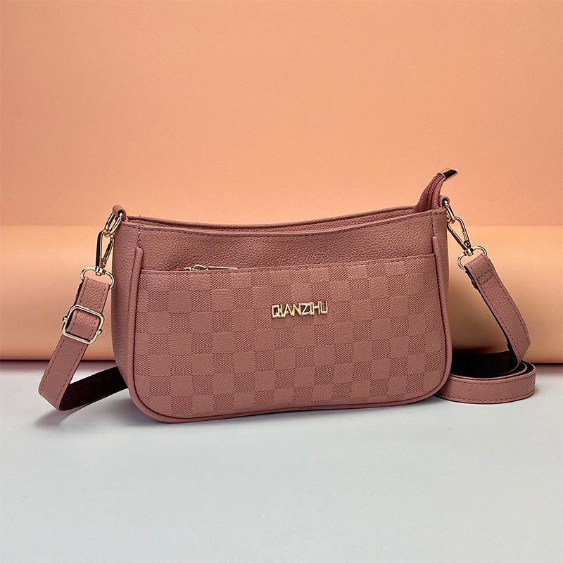 

Qianzi Fox 2024 Осень/Зима Женская сумка на плечо и через плечо в крупную клетку розовый