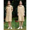 Women's Lyocell Tencel Polo Neck Shirt Midi Dress