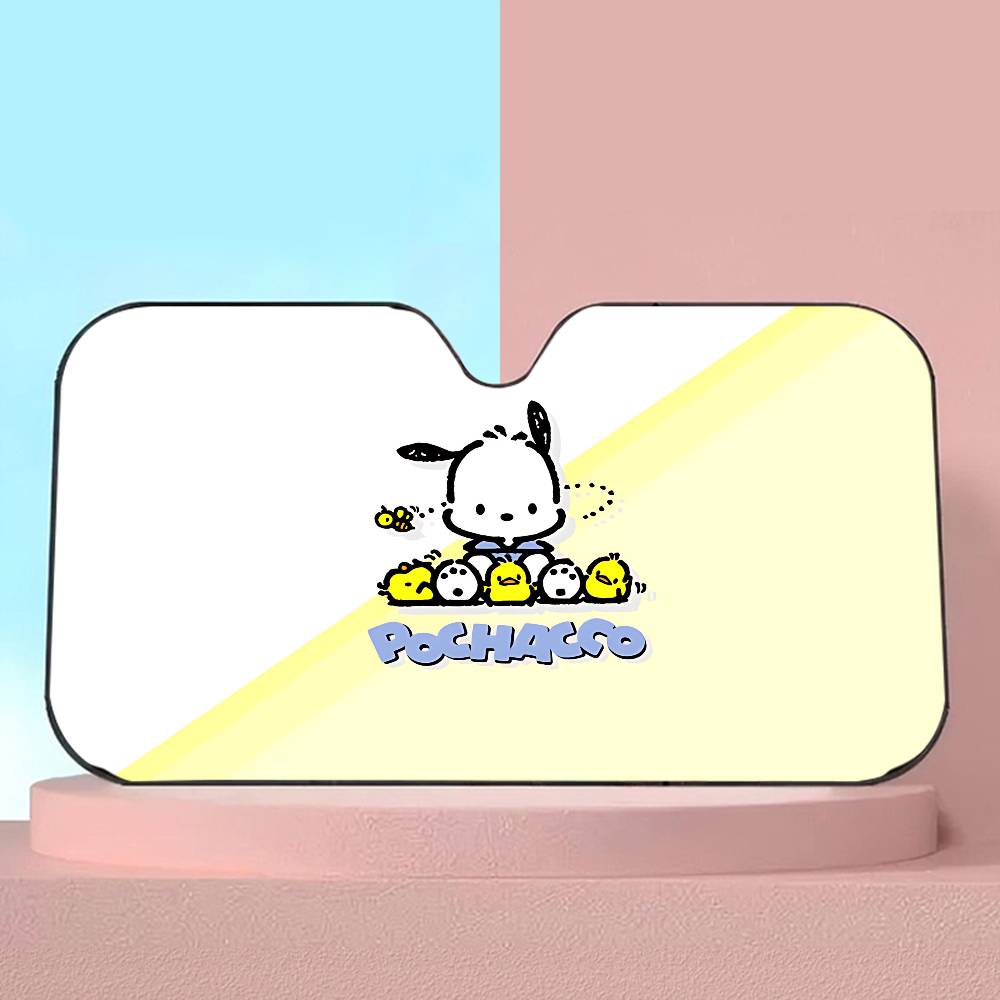 Cute Cartoon Puppy P-Pochacco Windshield Sunshade Anime Cute Car Front Windshield 70x130cm Sun Visor Heat Reflector