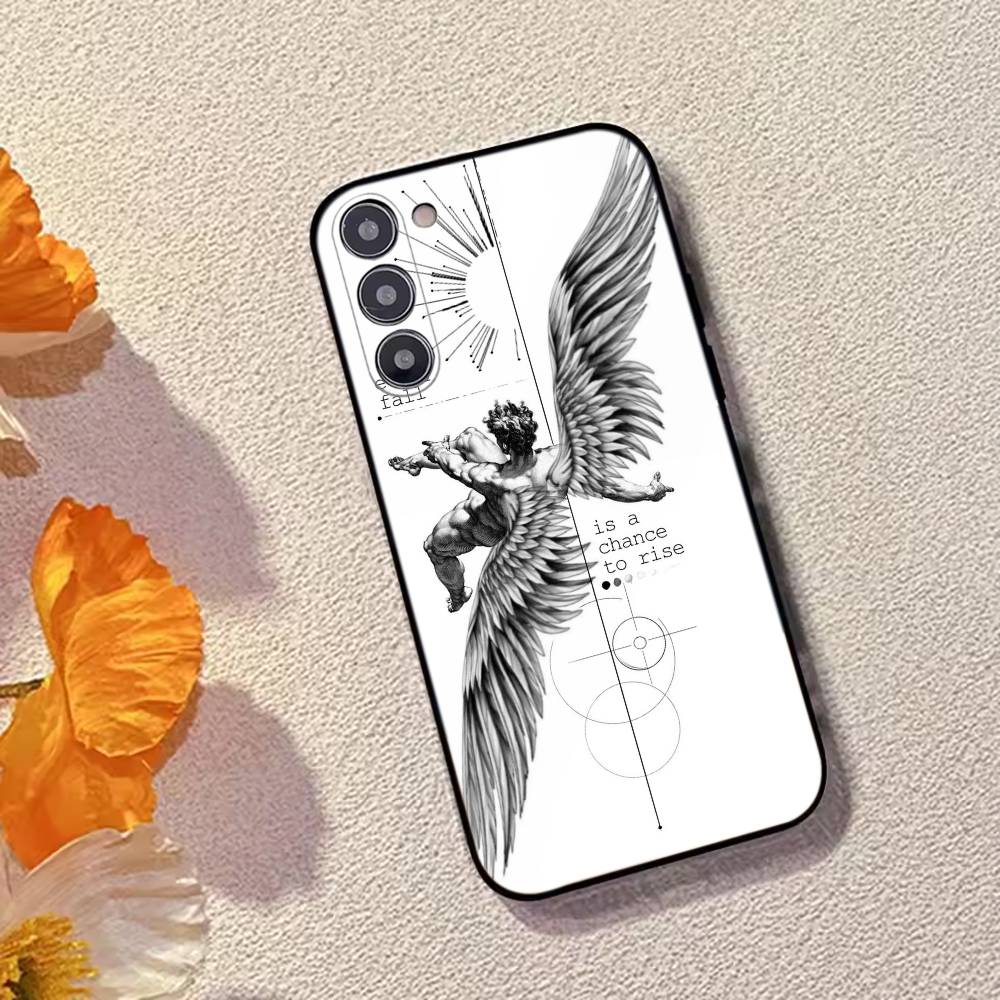 Middle Ages Retro Angel Phone Case For Samsung Galaxy A73,A72,A71,A70,A53,A52,A51,Others Soft Black Cover