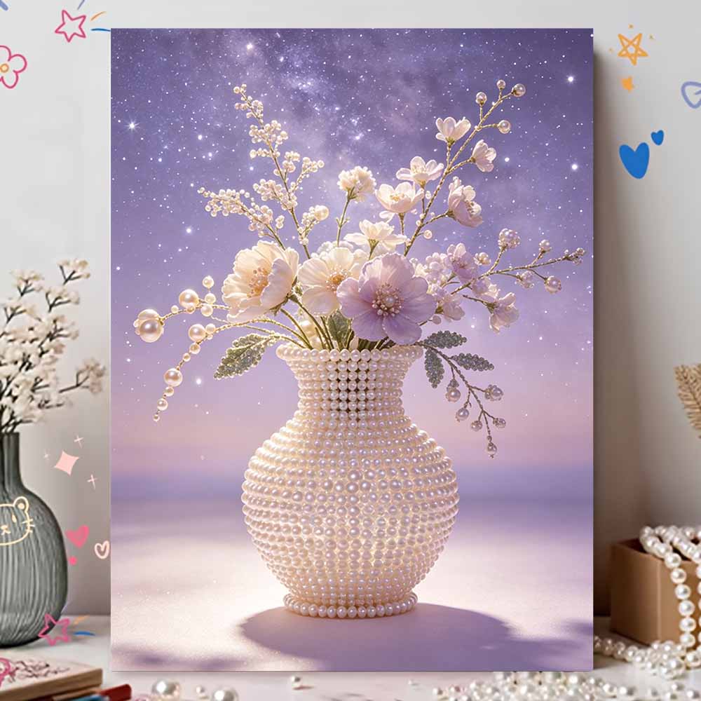 Handmade Pearl Painting Kit Elegant Flowers DIY Frameless 3D Bead Art Canvas Creative Leisure Home Decoration Gift