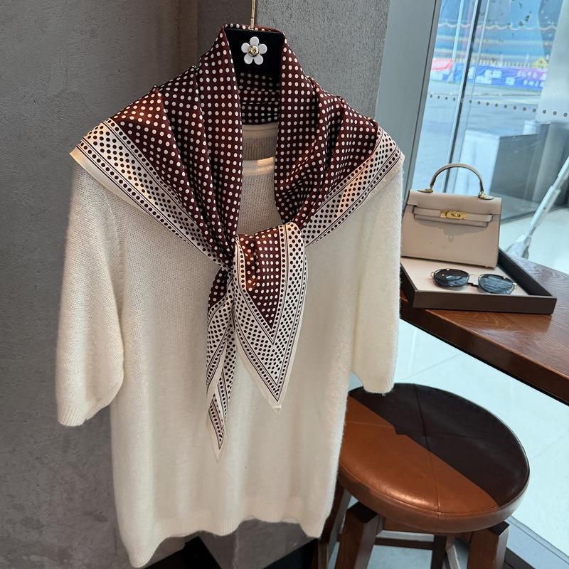 Scarf Simple And Versatile Multi-Functional Shawl Solid Color Minimalist Diamond Scarf Simulation Silk Twill Cool Triangular Silk Scarf