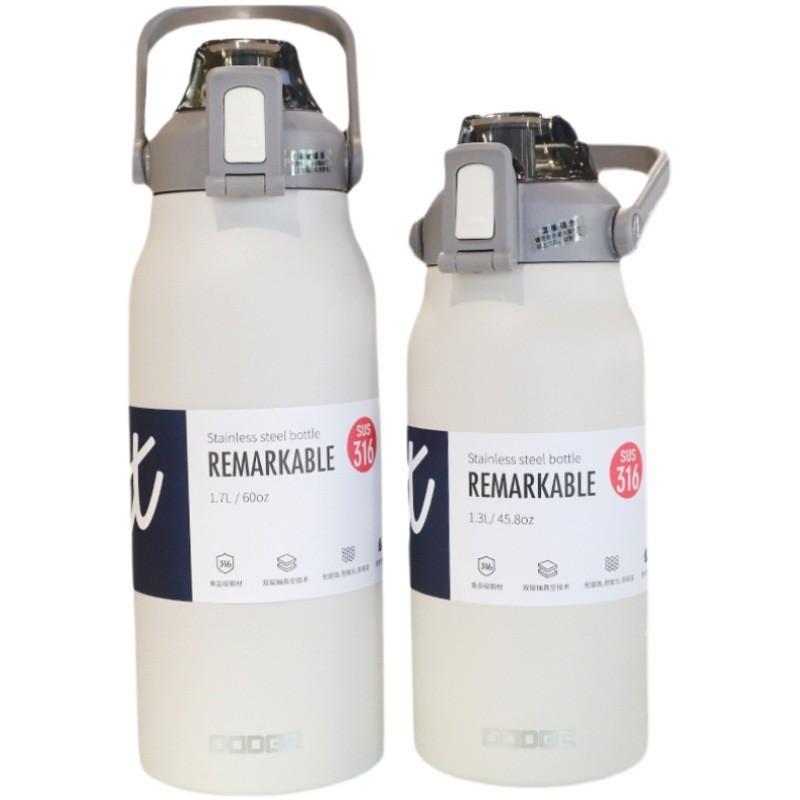 Large Capacity Insulated Stainless Steel Water Bottle 1300ml 1700ml Men Women Gym Outdoor Travel