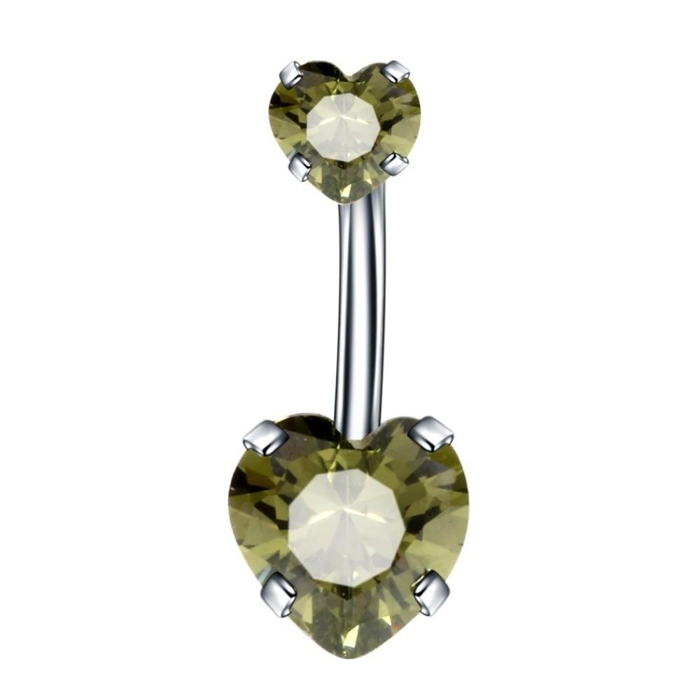 Crystal Silver Navel Piercing Heart Shape Body Jewelry Popular Belly Piercing for Party Decoration