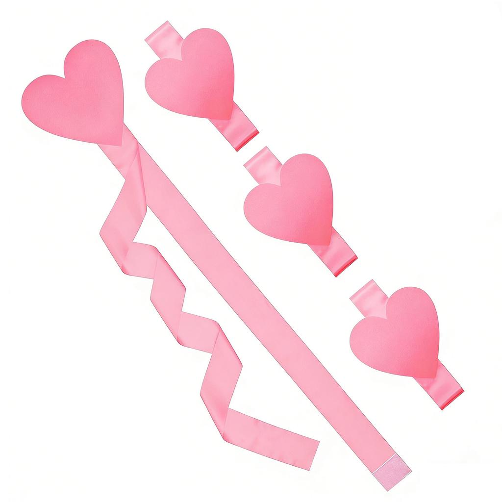 4pcs Valentine's Day Hanging Silk Ribbon Love Felt Cabinet Door Decor Large Heart-shaped Ribbons Bows for Party Wedding Holiday