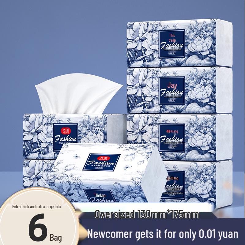 6-Pack Multi-Layer Household Tissue Paper for Face, Kitchen, Toilet, and Hands