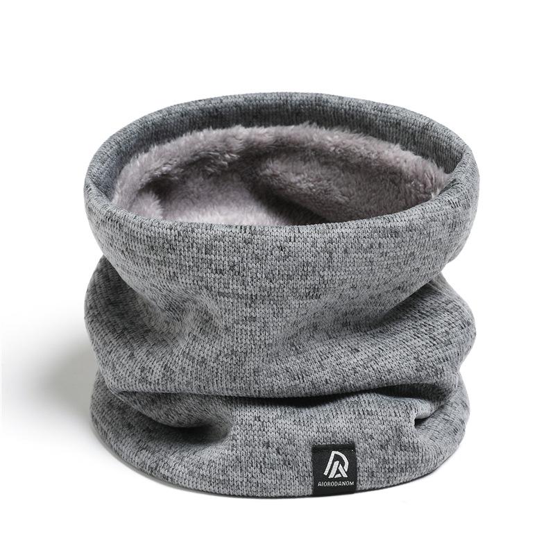 Solid Color Cashmere Plush Warm Winter Ring Scarf Women Men Knitted Full Face Mask Snood Neck Scarves Bufanda Thick Muffler